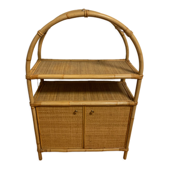 Rattan shelf cabinet from the 1980s'