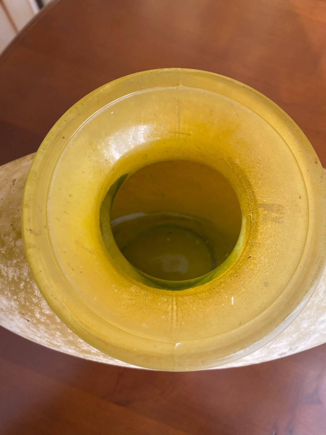 Vintage “SCAVO” vase in yellow Murano glass