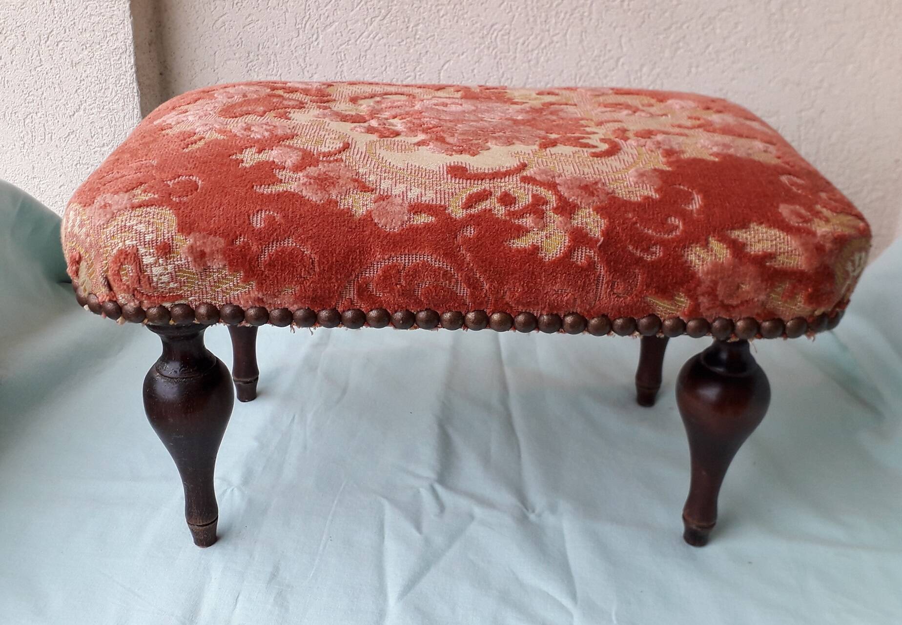 Wooden and fabric footrest
