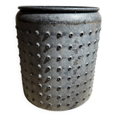 Vintage perforated enamelled sheet metal planter, 50s design