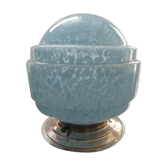 Plafonnier ancien applique globe verre opaline bleu décor Clichy Ø 20 cm Art déco 1930 TBE