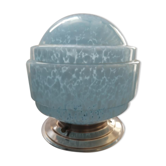 Old ceiling lamp wall lamp globe opaline glass blue decoration Clichy Ø 20 cm Art Deco 1930 TBE