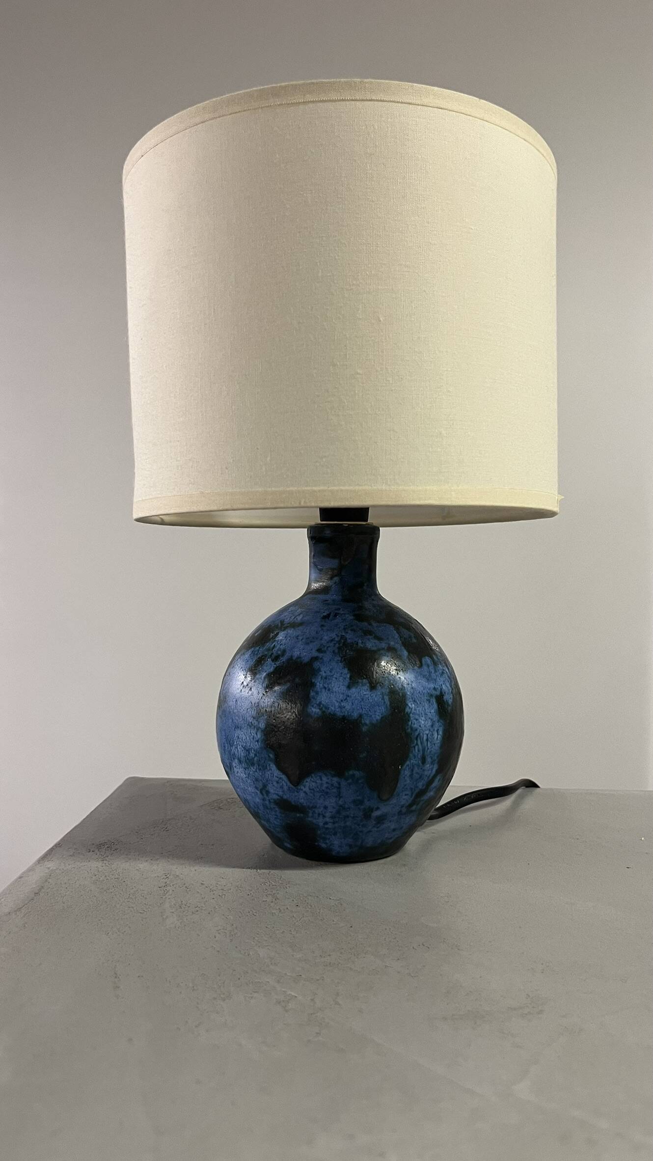 Blue ceramic lamp by Jacques Blin