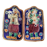 Pair of Breton wall plaques by J. C. Taburet Quimper