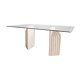Dining table in travertine and glass with sculpted legs, 1970s.