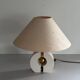 Wooden table lamp with fabric shade by Schröder & Co. Leuchten, 1960, Germany.