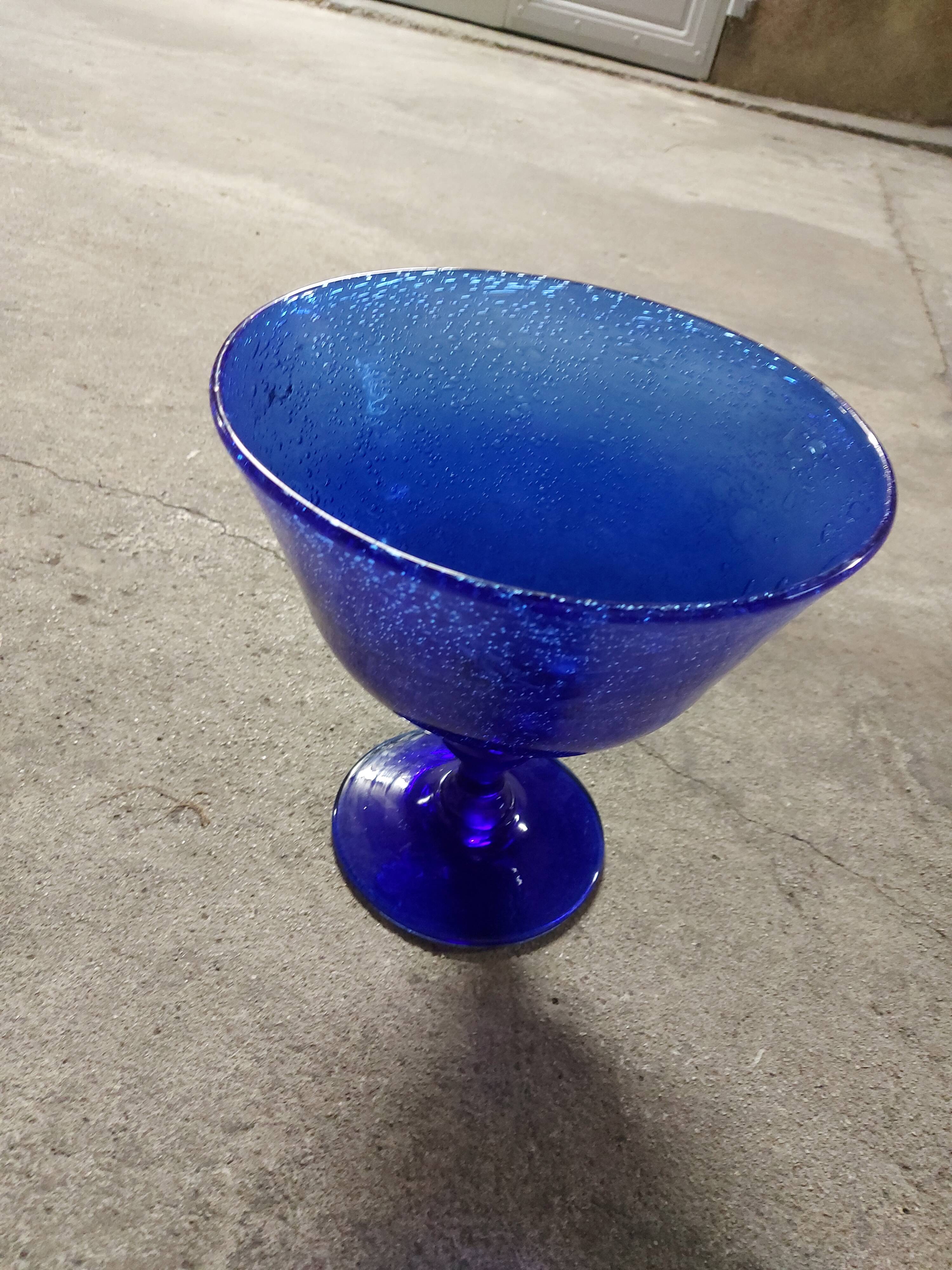 Glass cup of Biot, cobalt blue