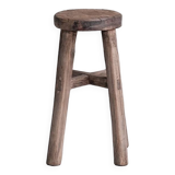 Tabouret ou table d'appoint en bois français primitif du milieu du siècle
