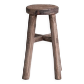 Primitive Mid-Century French Wooden Stool or Side Table