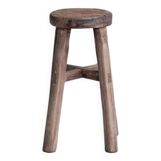 Tabouret ou table d'appoint en bois français primitif du milieu du siècle