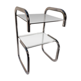 Vintage side table in chrome and smoked glass