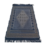 Hand-woven blue carpet in pure wool