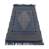 Tapis bleu tissé à la main en pure laine