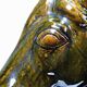 Vintage 1980s glazed terracotta chess knight or horse head.