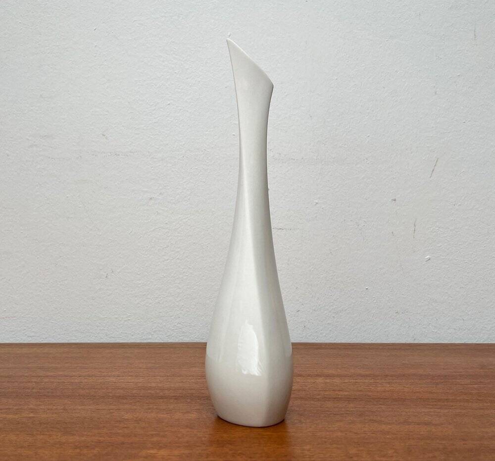 White sculptural German vase from the mid-century by Peter Müller for Sgrafo Modern, 1960s.