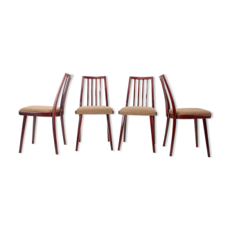 Ensemble de quatre chaises de salle à manger des années 1970 par Jitona Tchécoslovaquie