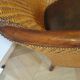 Fauteuil Style Colonial-Rotin tressé-Vintage-coussin simili cuir