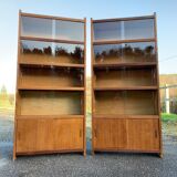 Pair of vintage glass shelves libraries