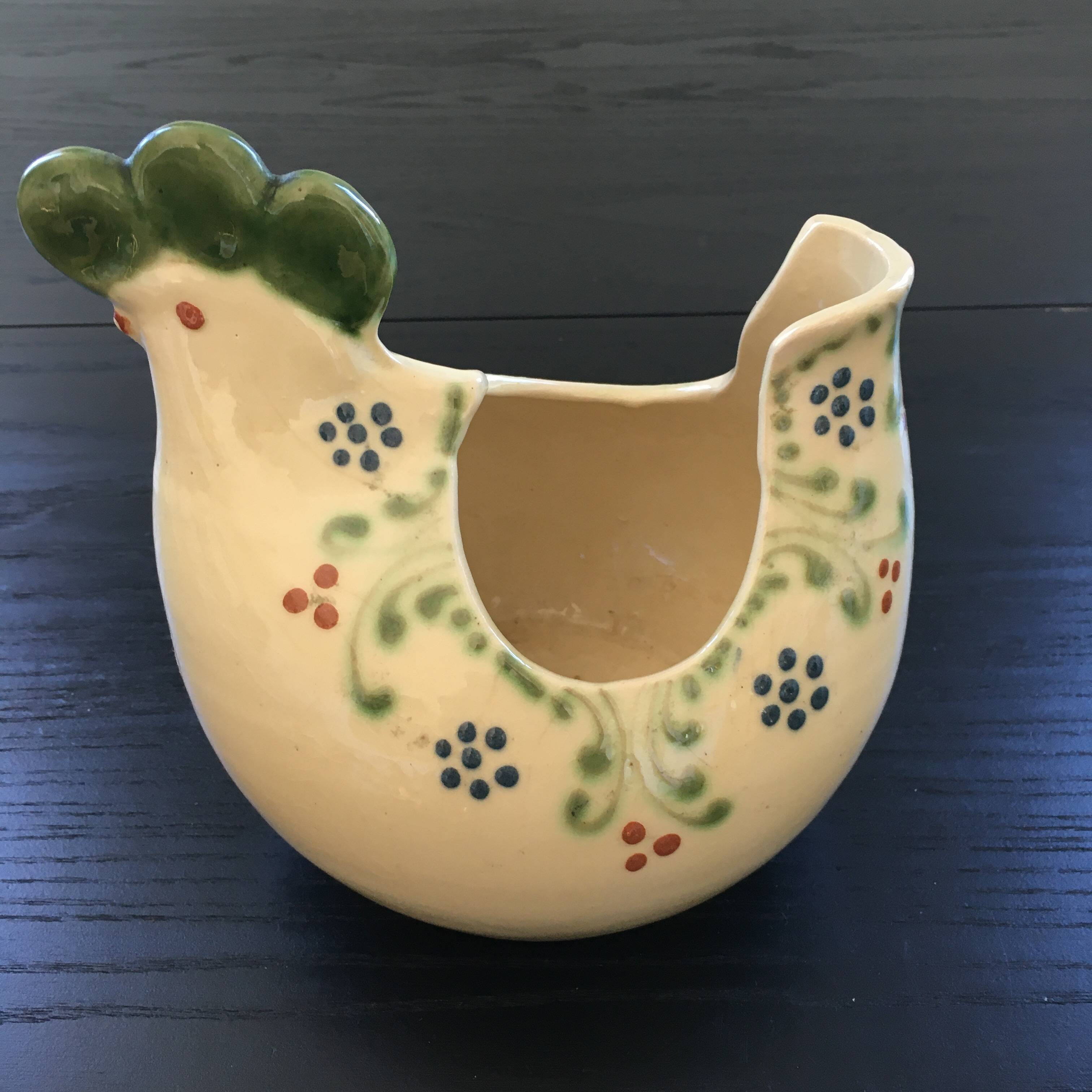 Floral chicken-shaped planter
