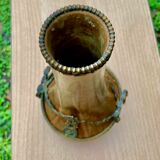 Ceramic vase bronze frame signed Denbac