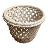 Vintage woven ceramic cache-pot