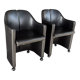 Pair of armchairs "S142" by Eugenio Gerli for Tecno in black leather