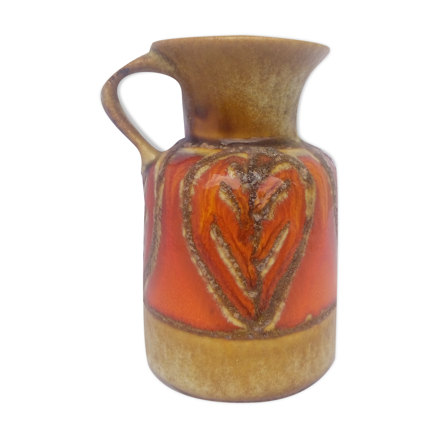 German jasba orange and ochre red vase