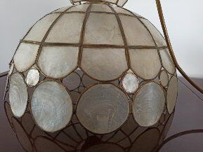 Hanging lamp blind day mother-of-pearl and vintage brass