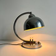 Vintage table lamp, modernist chrome metal, France 1930