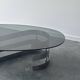 Table basse design en verre fumé et chrome 1970
