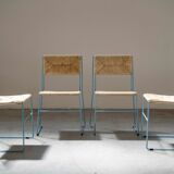 Hand-woven iron chairs from the 70s/80s, set of 4