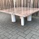 Italian modernist red travertine and metal square coffee table 1970s