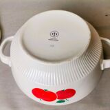 German Red Apple Print Porcelain Soup from Colditz GDR
