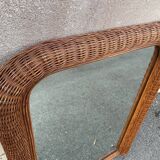 Curved rattan mirror 70s