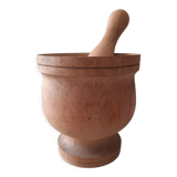 Wood mortar and pestle