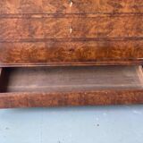 Vintage Louis Philippe chest of drawers in burr walnut and gray marble