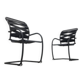 Set of vintage Italian postmodern cantilever armchairs Canasta by Heron Parigi for Heron Parigi Design.