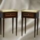 Pair of Louis XVI Style Nightstands with White Carrara Marble