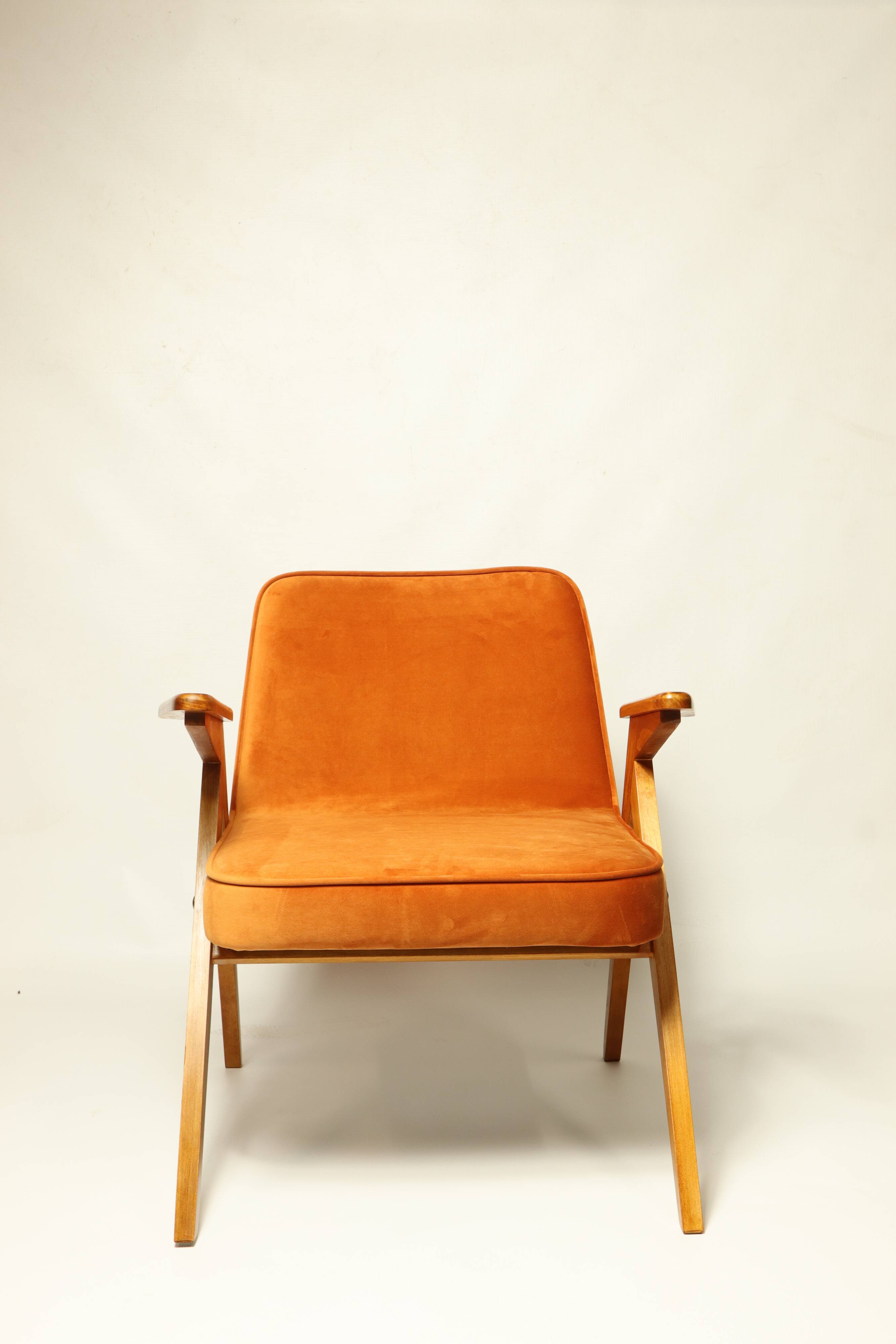 Fauteuil Lounge Vintage Burt Orange par J. Chierowski, 1960, Design Scandinave