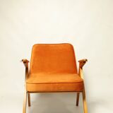 Fauteuil Lounge Vintage Burt Orange par J. Chierowski, 1960, Design Scandinave