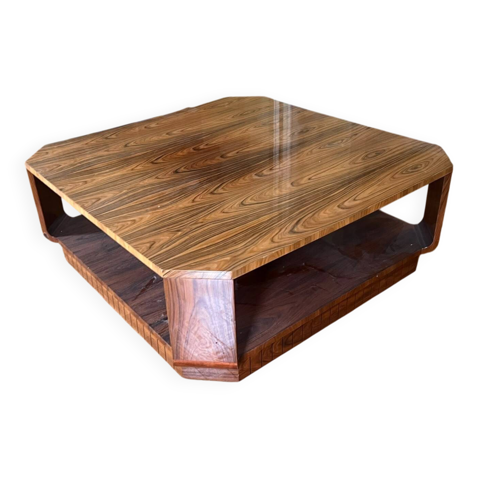 Varnished coffee table in exotic wood