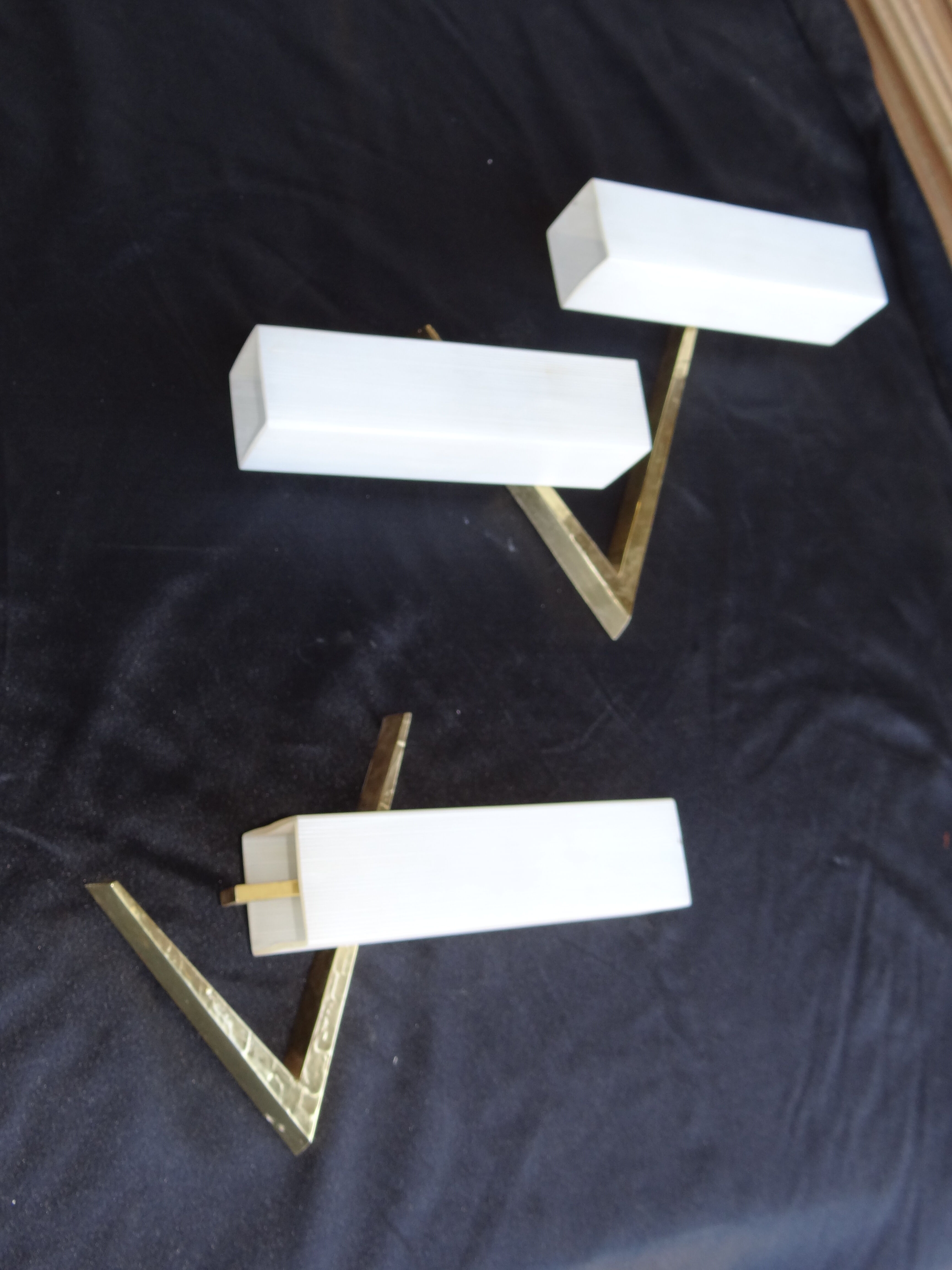 Pair of home wall light Arlus Bronze and opaline