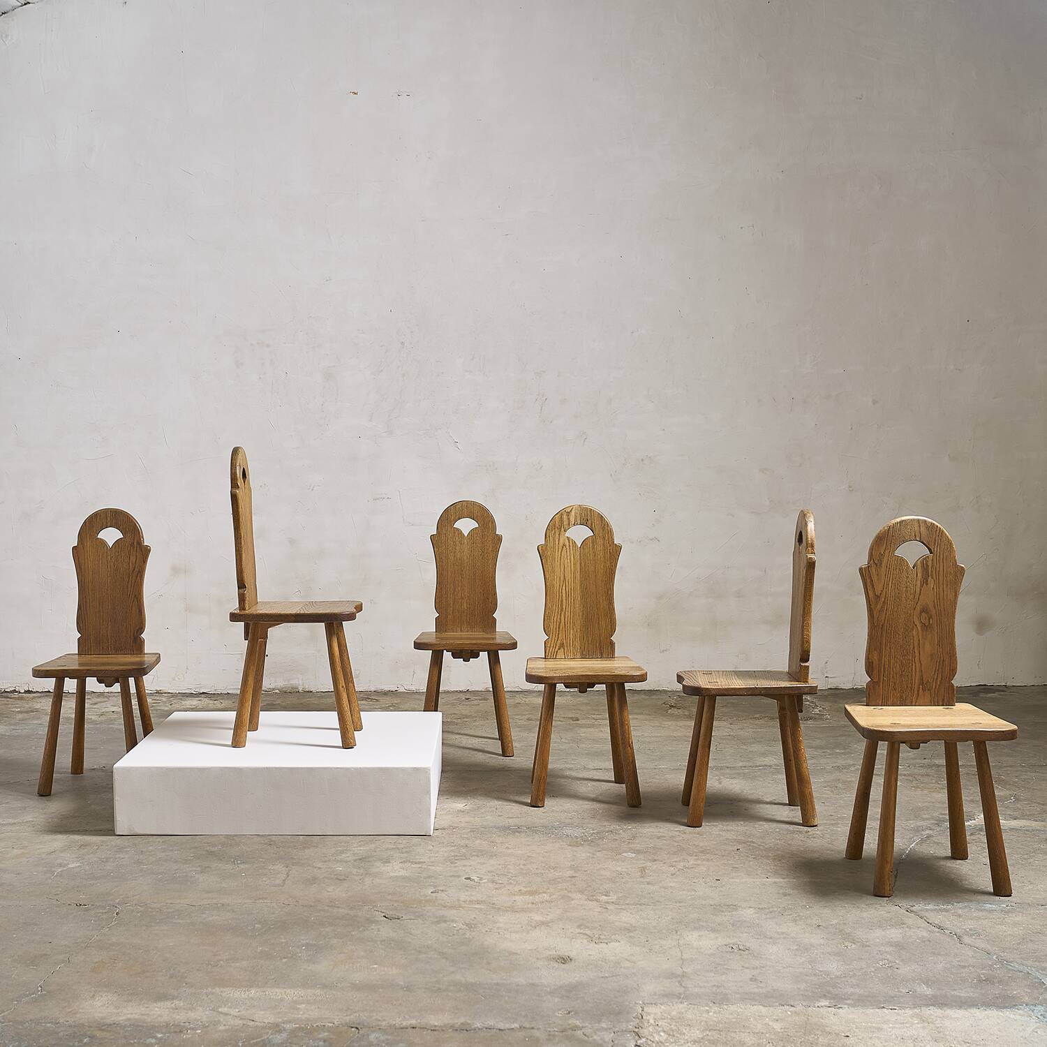 6 solid oak chairs