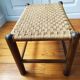 Scandinavian wood and rope stool