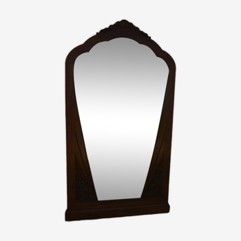 Grand miroir biseauté art déco en bois massif