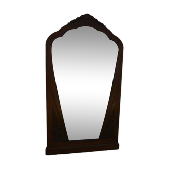 Grand miroir biseauté art déco en bois massif