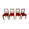 Set of 4 burgundy velvet wooden chairs