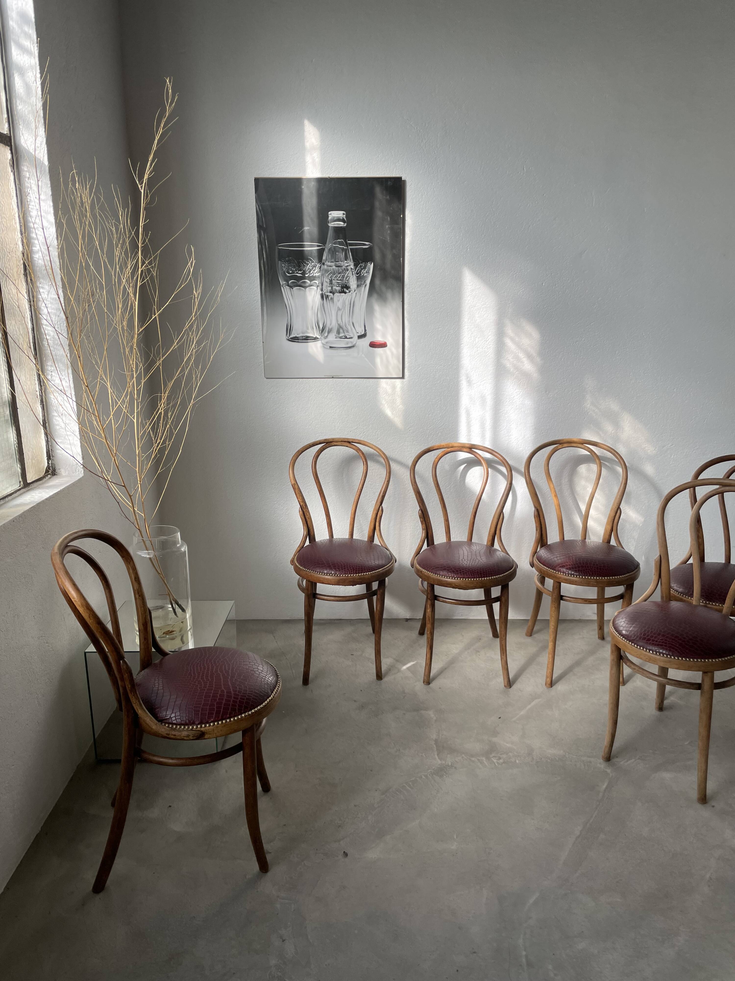 Lot of 6 Josef Kohn curved wood bistro chairs