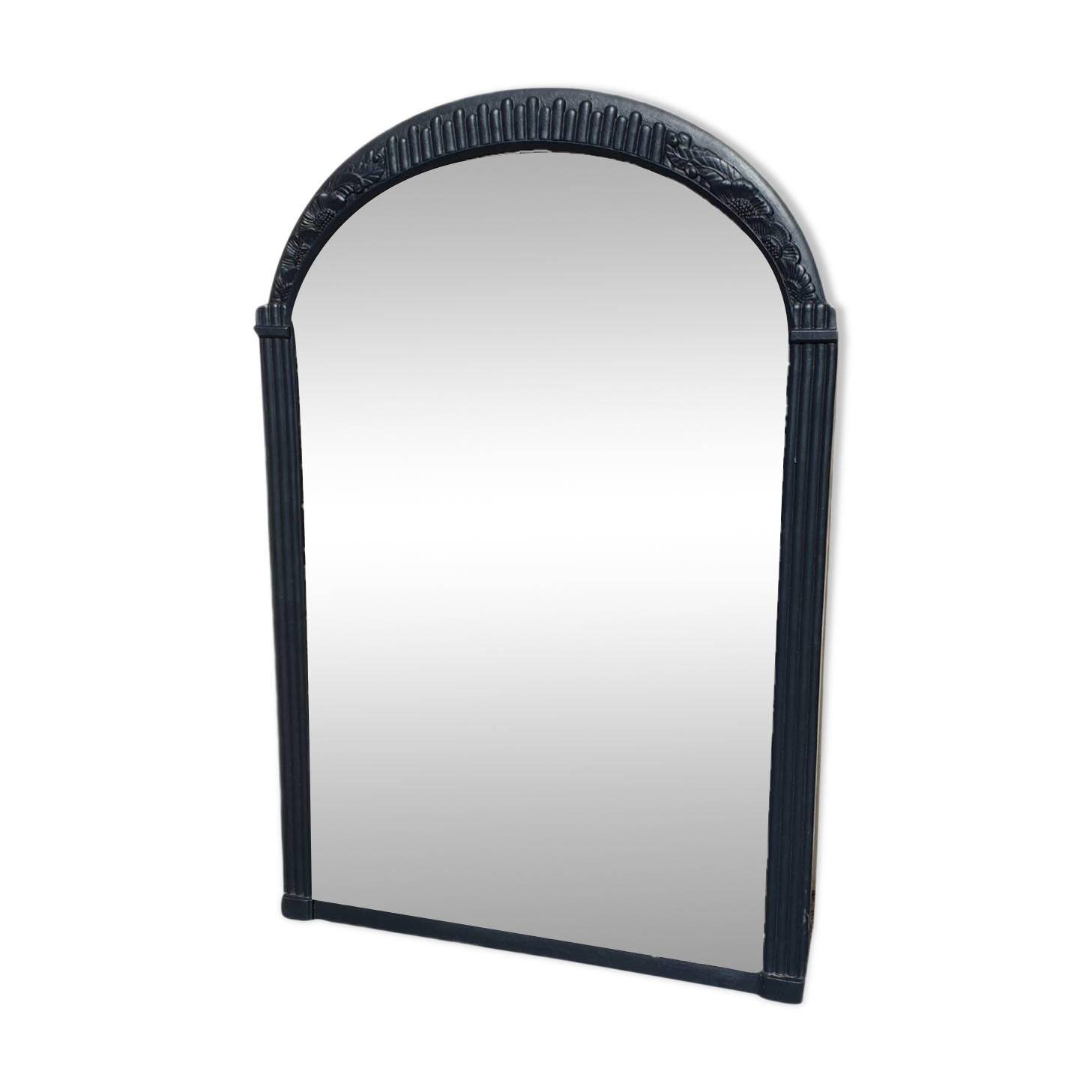 Grand miroir Art-Déco noir biseauté