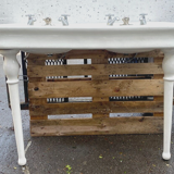 Washbasin double basin with enamelled column base Art Deco XX century